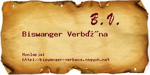 Biswanger Verbéna névjegykártya